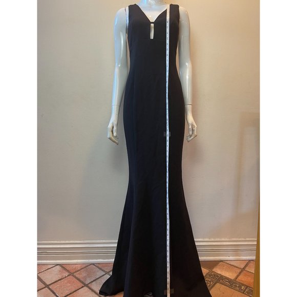 Likely Womens Maxi Fishtail Dress Albury Cutout-Back Trumpet Deep V Neck Black 4 - Picture 5 of 10